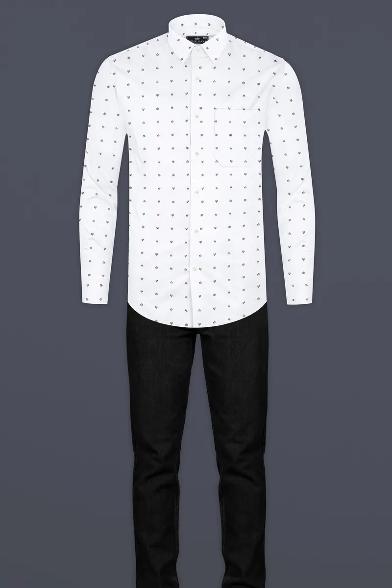 Bright White Dobby Textured Premium Giza Cotton Shirt 6