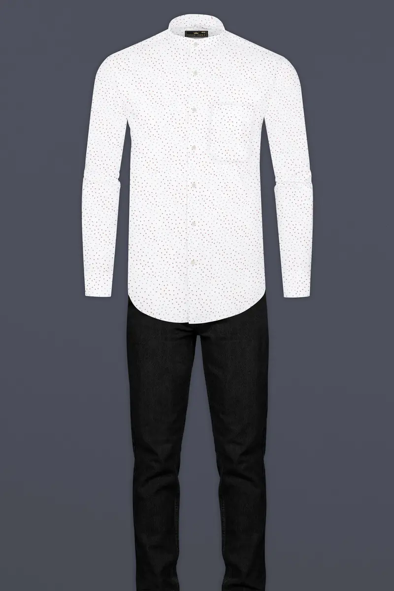Bright White Dobby Textured Premium Giza Cotton Shirt 6