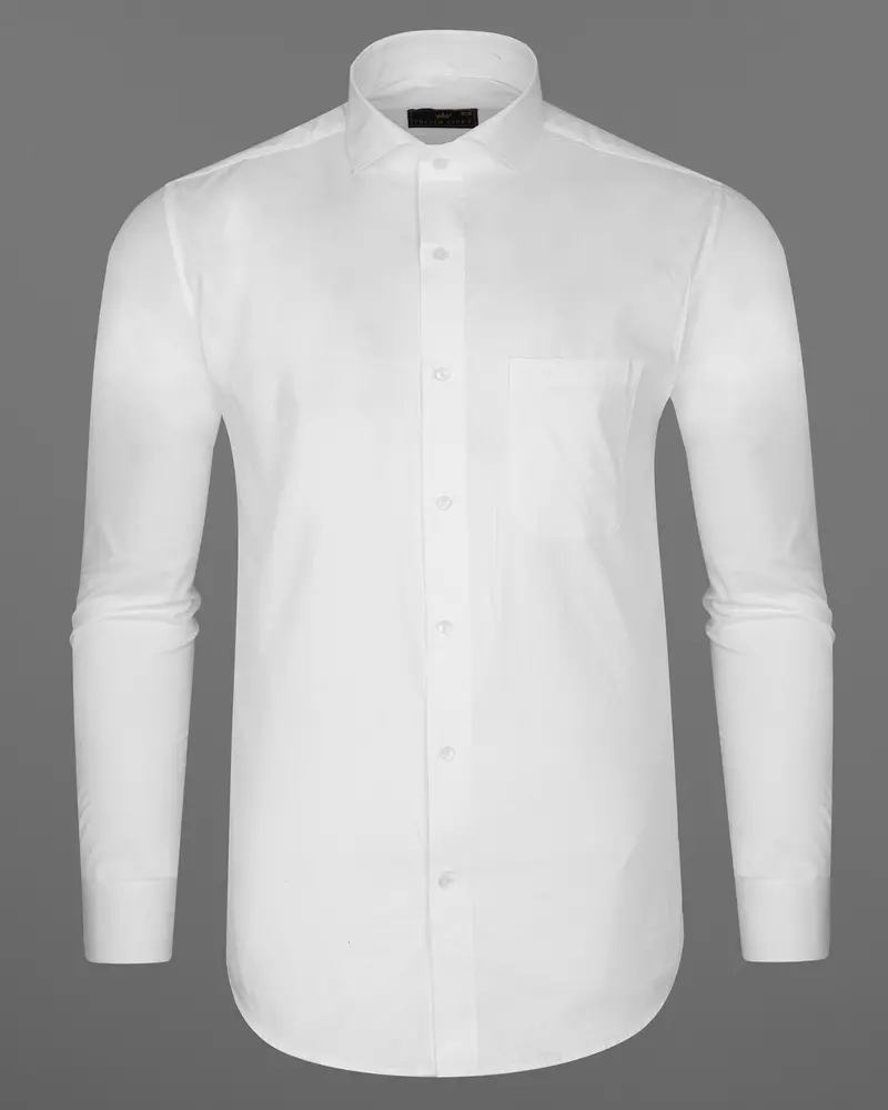 Bright White Dobby Textured Premium Giza Cotton Shirt 6