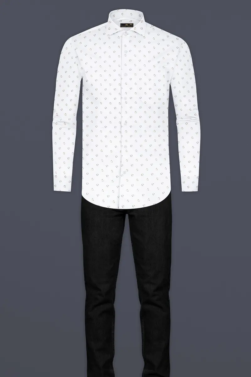 Bright White Dobby Textured Premium Giza Cotton Shirt 6
