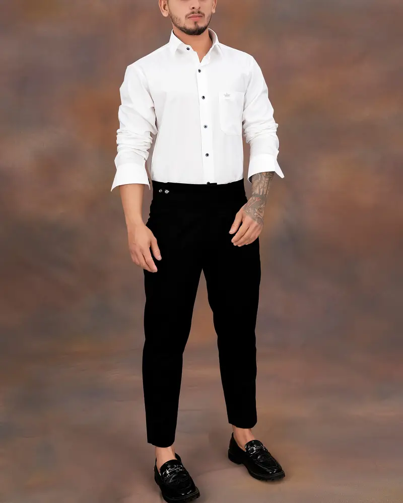 Bright White Dobby Textured Premium Giza Cotton Shirt 7