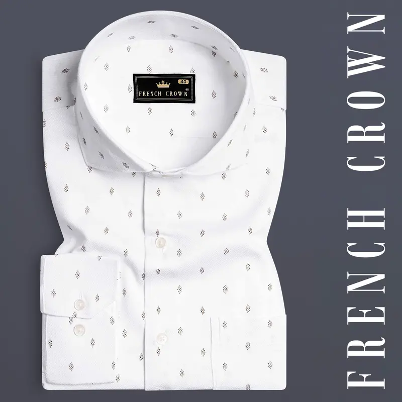 Bright White Dobby Textured Premium Giza Cotton Shirt 7