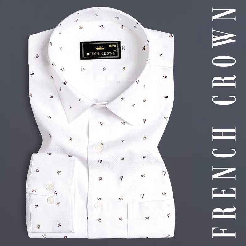 Bright White Dobby Textured Premium Giza Cotton Shirt 7