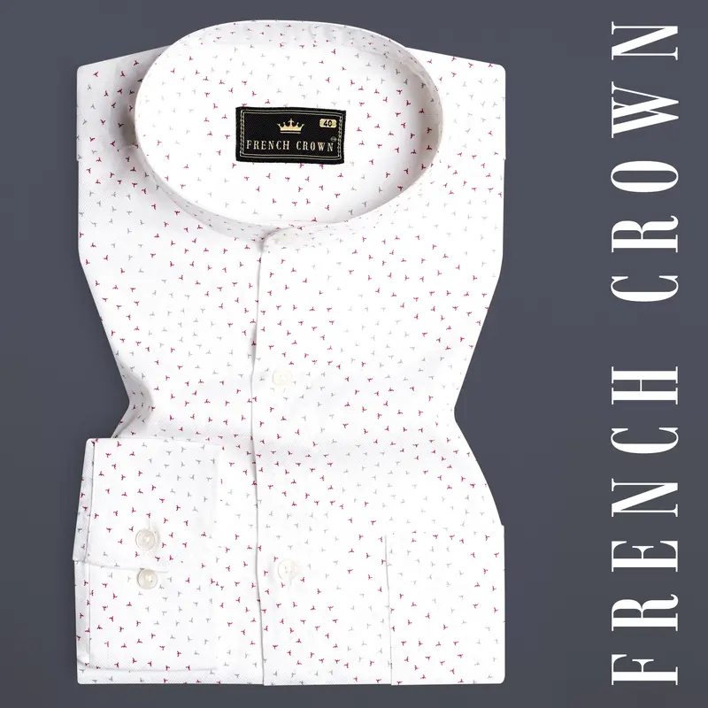 Bright White Dobby Textured Premium Giza Cotton Shirt 7