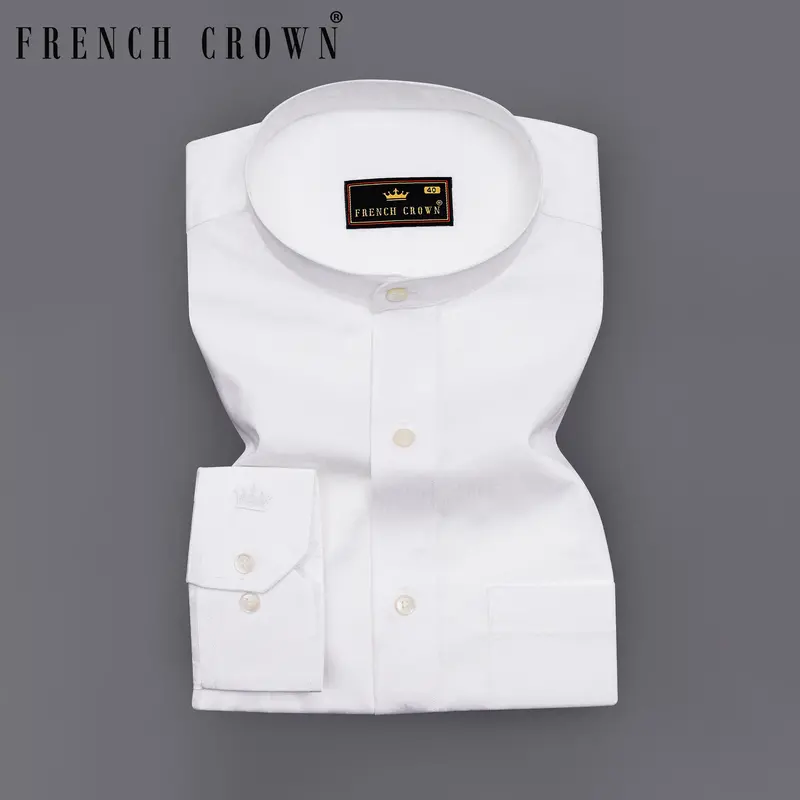 Bright White Dobby Textured Premium Giza Cotton Shirt 7
