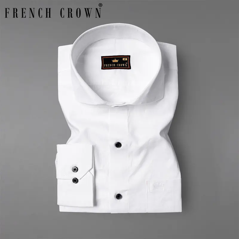 Bright White Dobby Textured Premium Giza Cotton Shirt 7