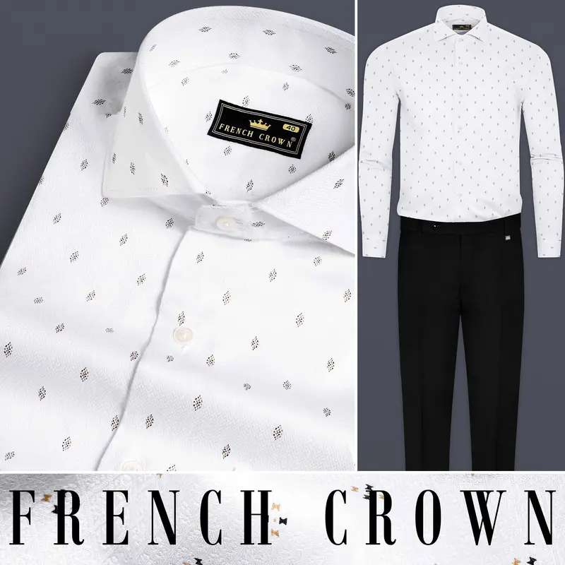 Bright White Dobby Textured Premium Giza Cotton Shirt 8