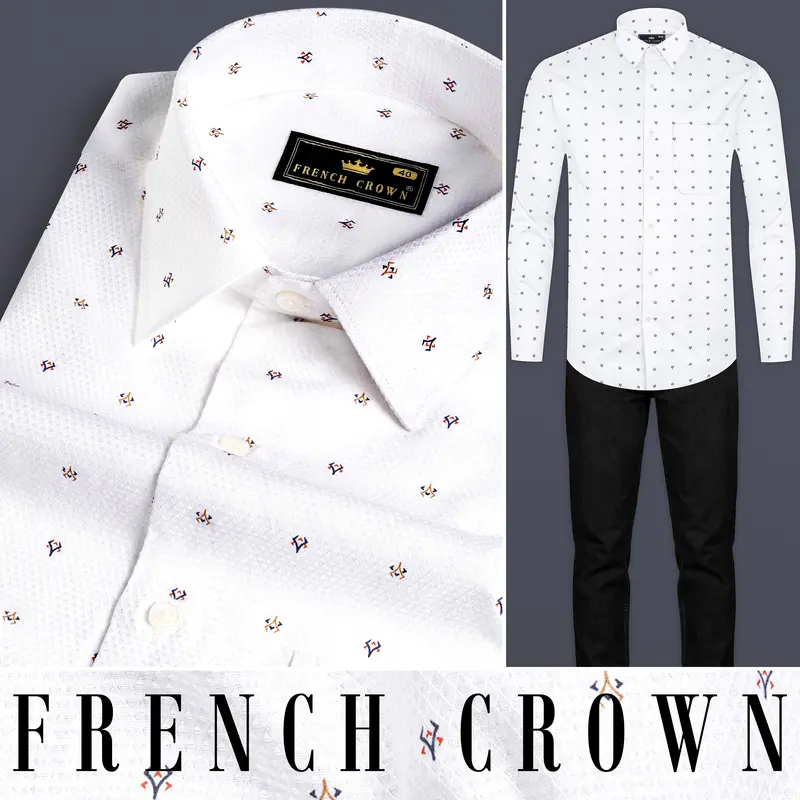 Bright White Dobby Textured Premium Giza Cotton Shirt 8