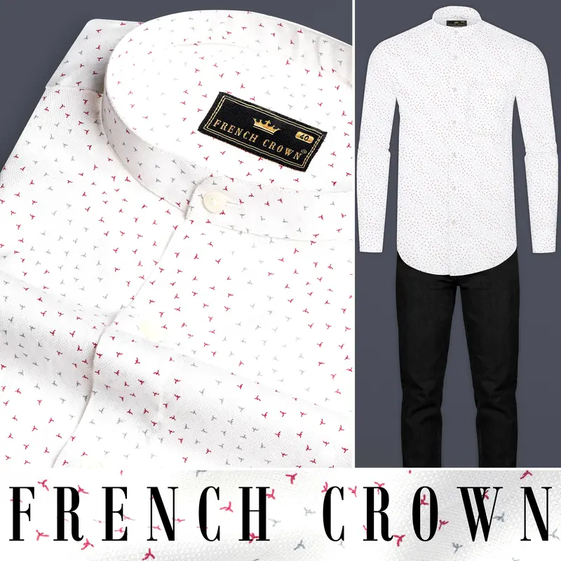 Bright White Dobby Textured Premium Giza Cotton Shirt 8