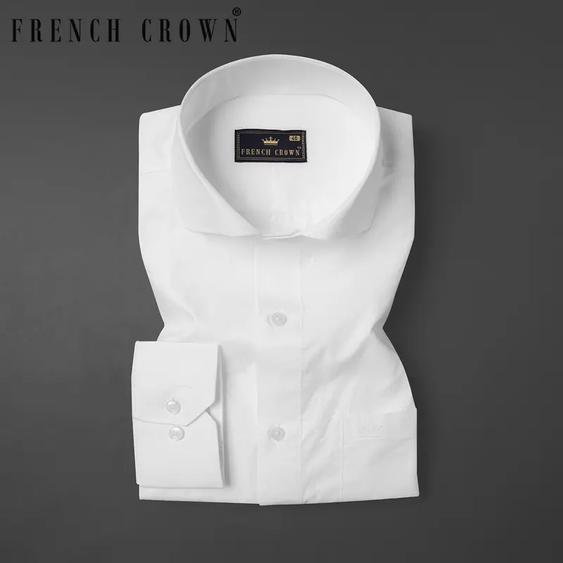 Bright White Dobby Textured Premium Giza Cotton Shirt 8