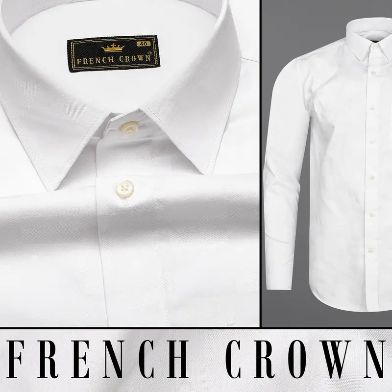 Bright White Dobby Textured Premium Giza Cotton Shirt 9