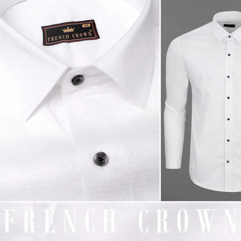 Bright White Dobby Textured Premium Giza Cotton Shirt 9