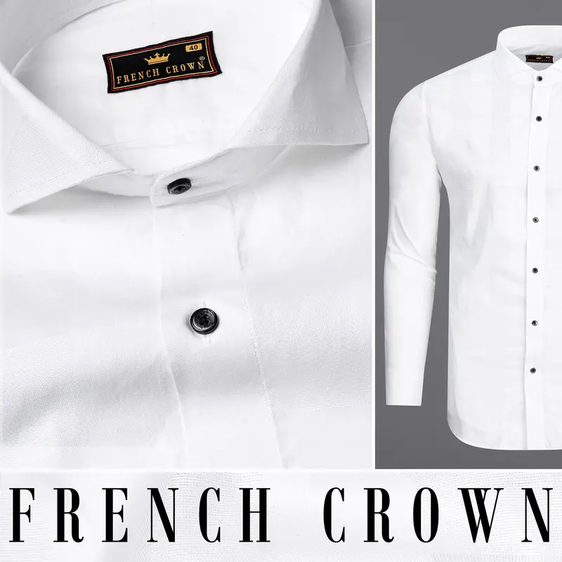 Bright White Dobby Textured Premium Giza Cotton Shirt 9