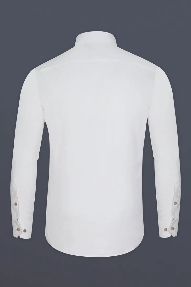 Bright White Dobby Textured Premium Giza Cotton Shirt With Zipper Closure 5