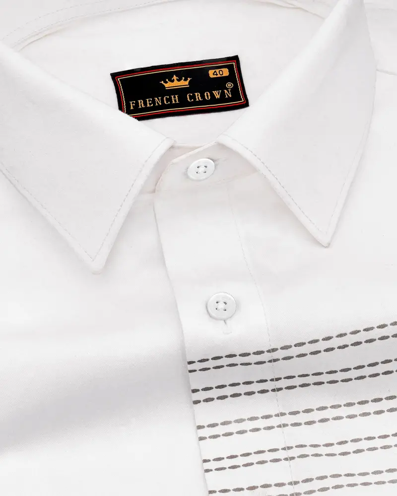 Bright White Embroidered Style Printed Super Soft Premium Cotton Shirt 4