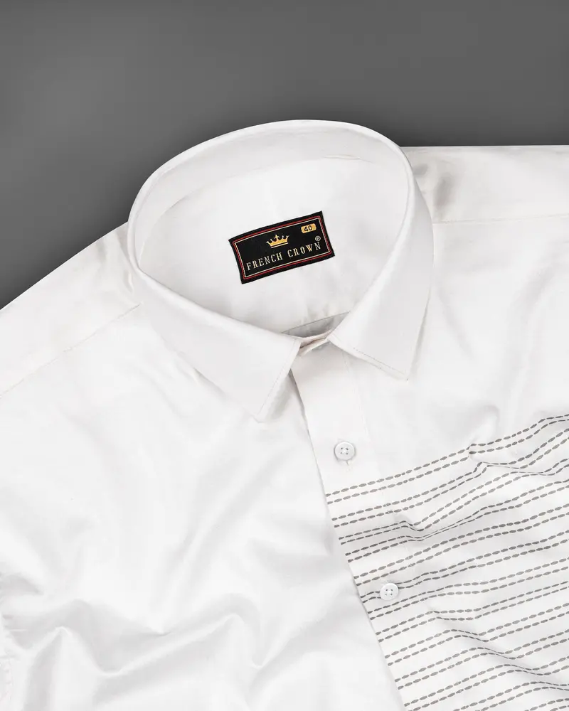 Bright White Embroidered Style Printed Super Soft Premium Cotton Shirt 6