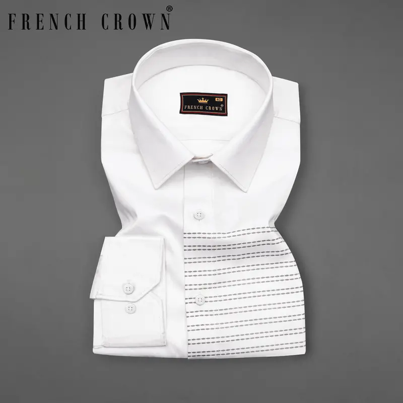 Bright White Embroidered Style Printed Super Soft Premium Cotton Shirt 8