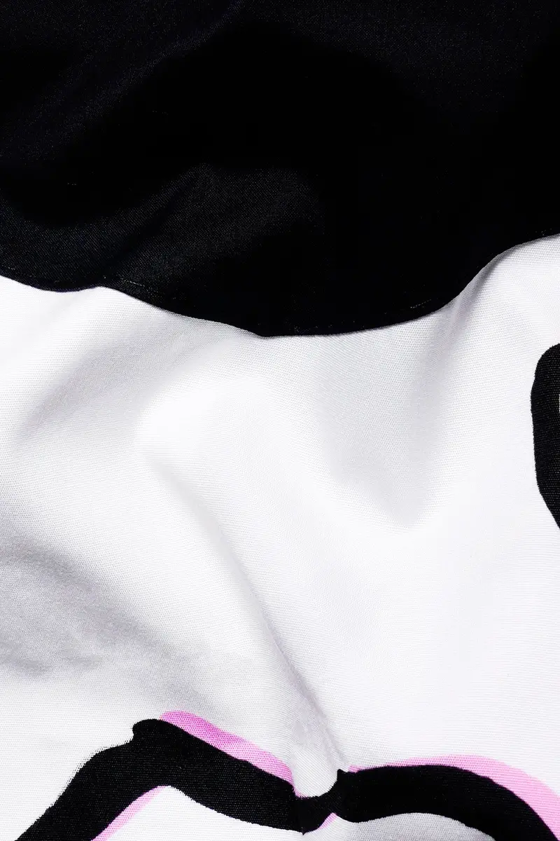 Bright White Faces Printed With Black Cuffs And Collar Premium Cotton Shirt 3