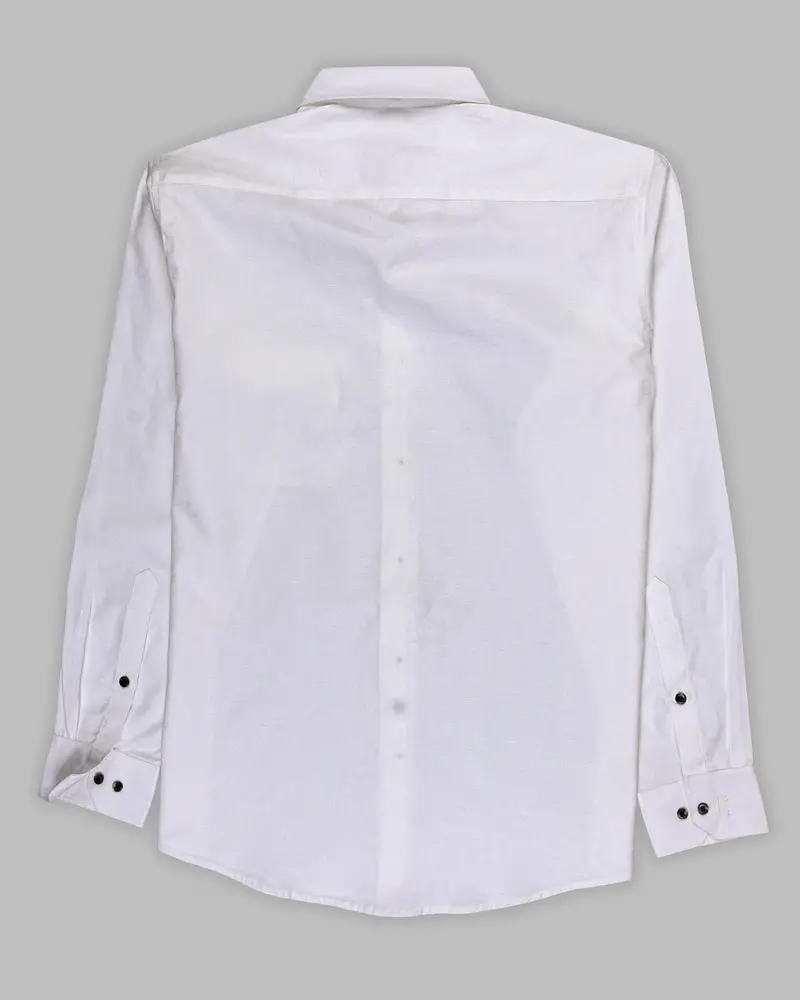 Bright White Flower Jacquard Textured Giza Cotton Shirt 7