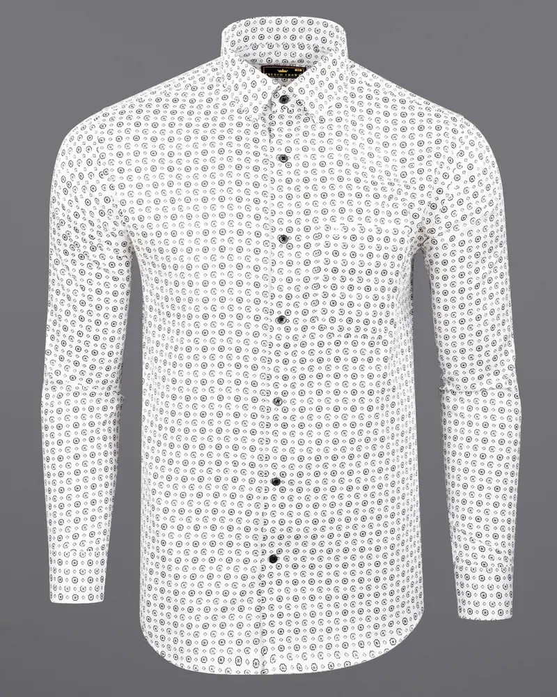 Bright White Flower Printed Super Soft Premium Cotton Shirt 6