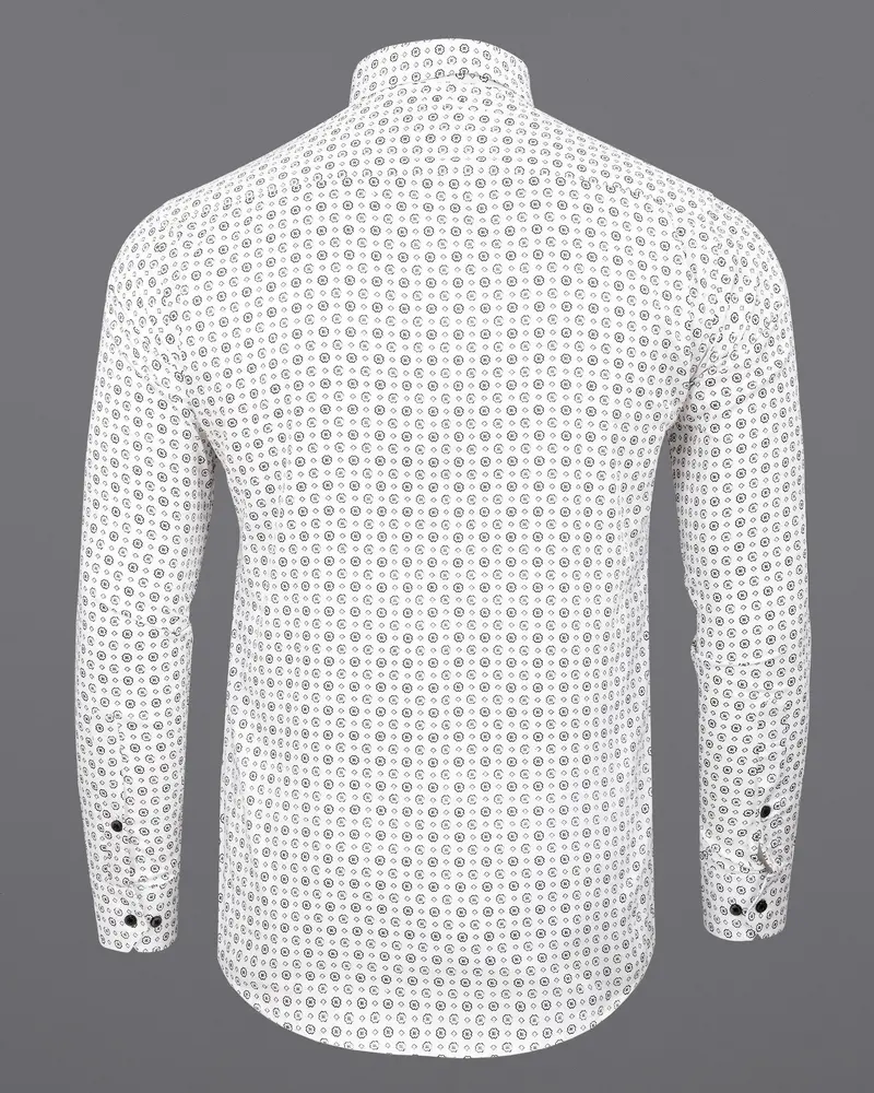 Bright White Flower Printed Super Soft Premium Cotton Shirt 7