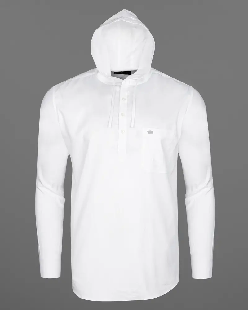 Bright White Hooded Oxford Shirt 5