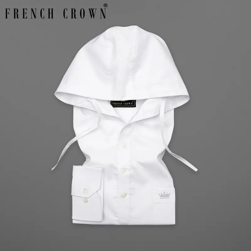 Bright White Hooded Oxford Shirt 7