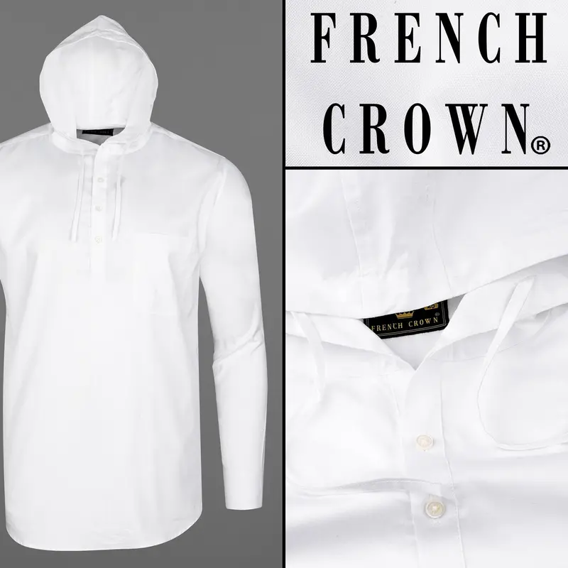 Bright White Hooded Oxford Shirt 9