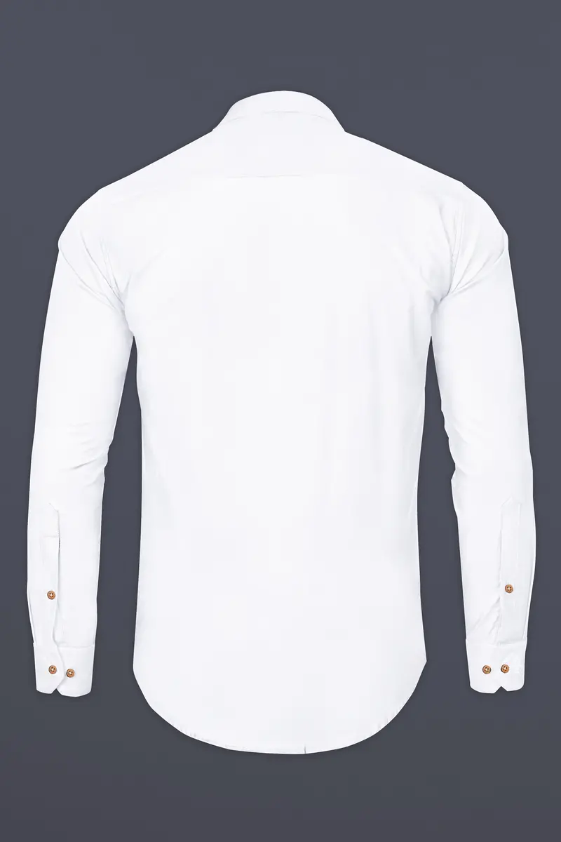 Bright White Indian Kurta Style Luxurious Linen Shirt 6