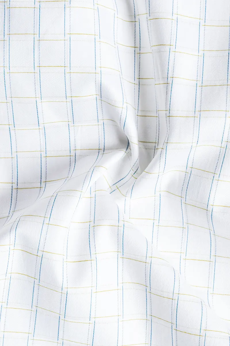 Bright White Jacquard Checked Premium Cotton Shirt 2