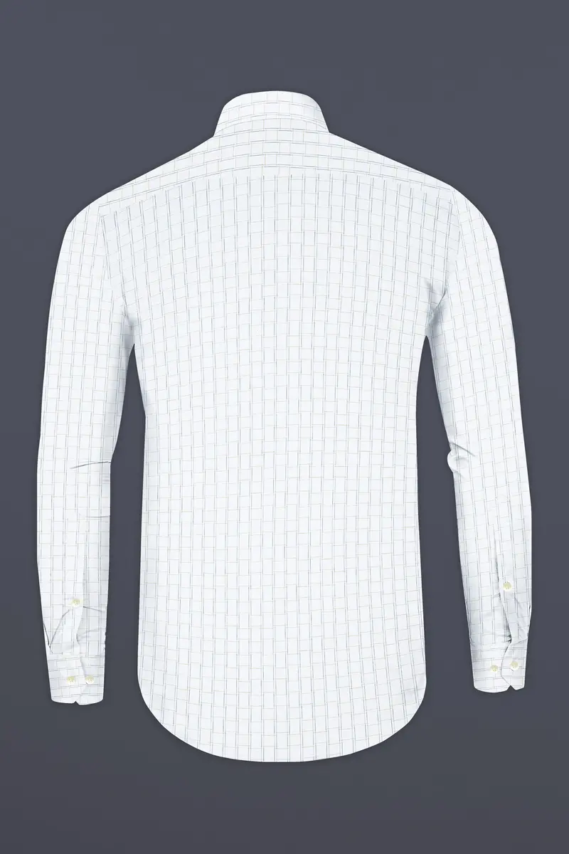Bright White Jacquard Checked Premium Cotton Shirt 5