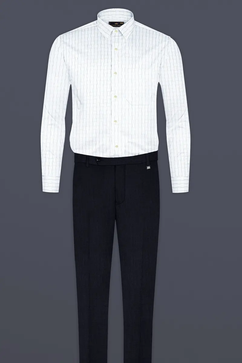 Bright White Jacquard Checked Premium Cotton Shirt 6