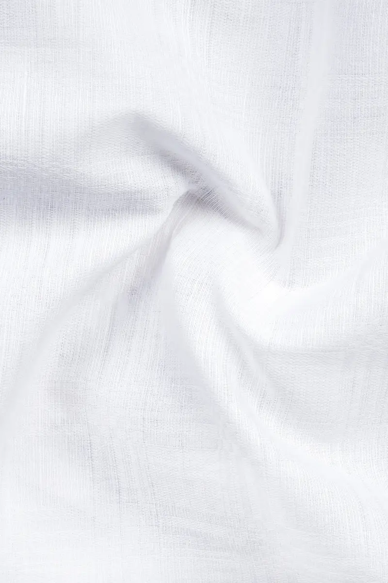 Bright White Jacquard Textured Luxurious Linen Shirt 2