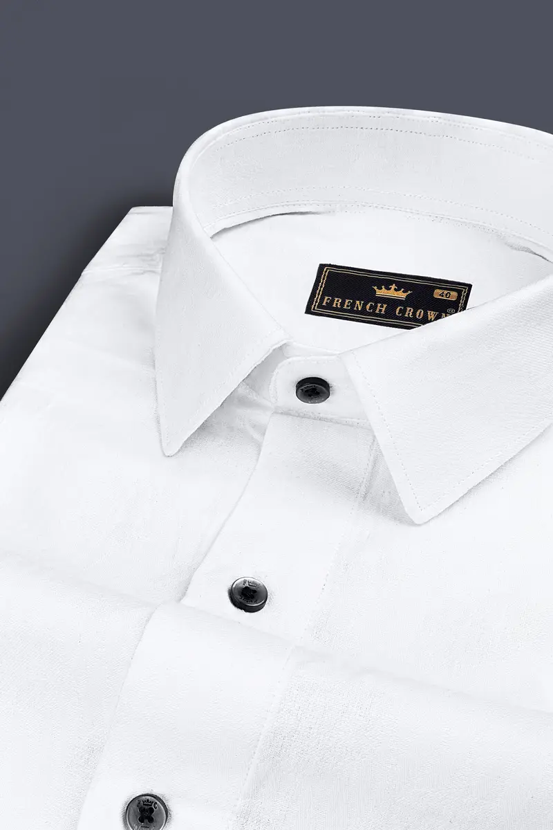 Bright White Jacquard Textured Premium Giza Cotton Shirt 1