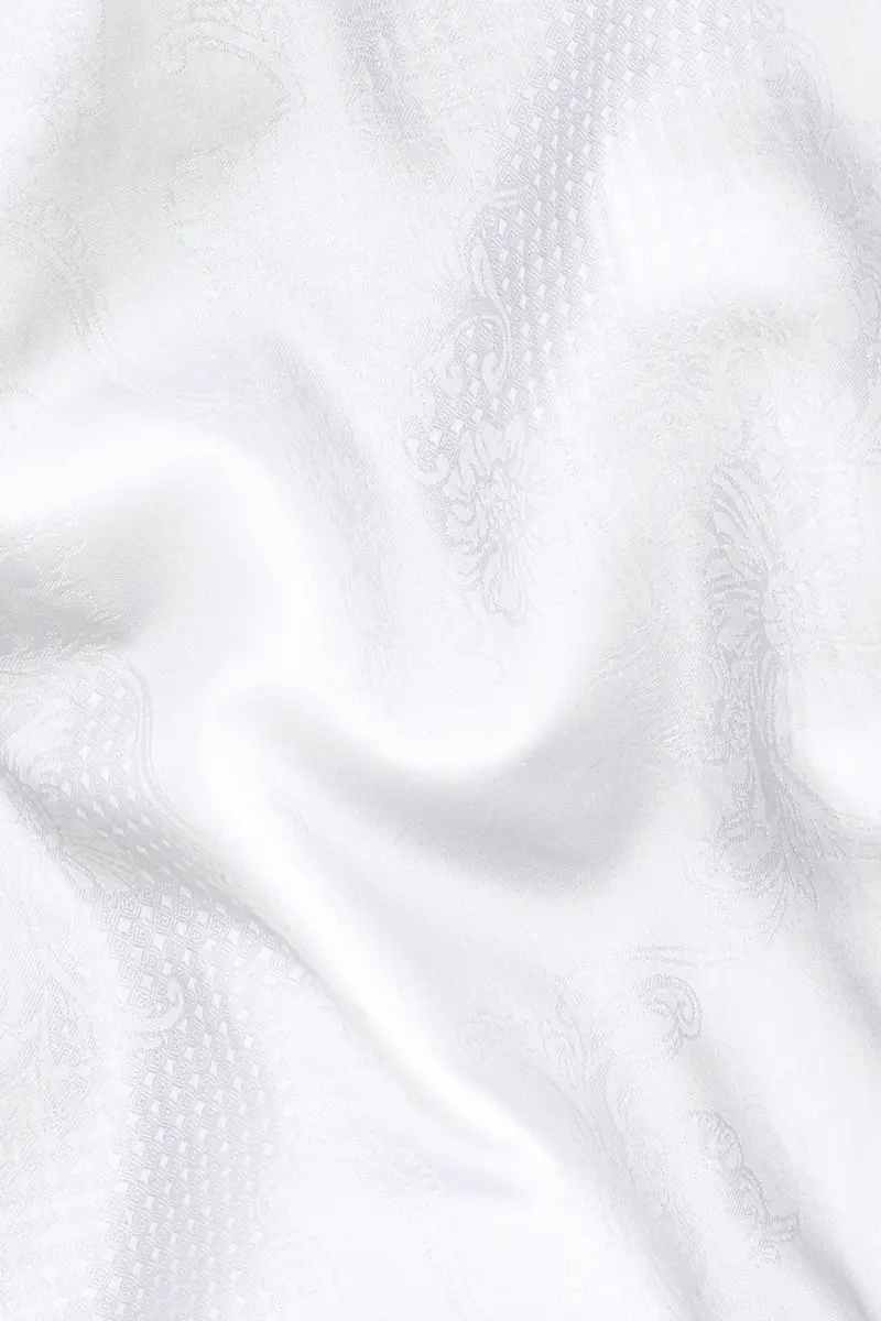 Bright White Jacquard Textured Premium Giza Cotton Shirt 2