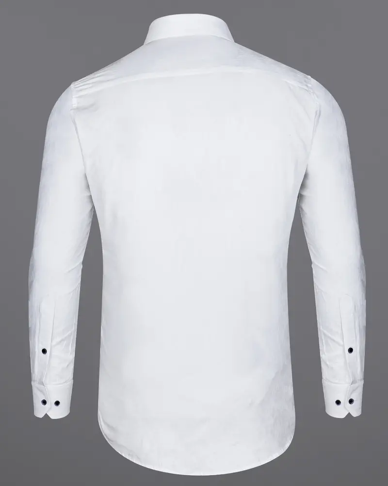 Bright White Jacquard Textured Premium Giza Cotton Shirt 5
