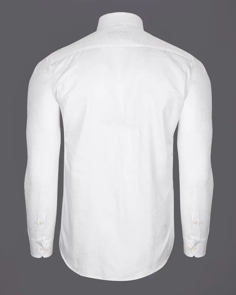 Bright White Jacquard Textured Premium Giza Cotton Shirt 6