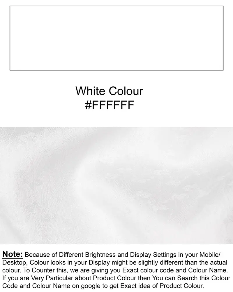 Bright White Jacquard Textured Premium Giza Cotton Shirt 7