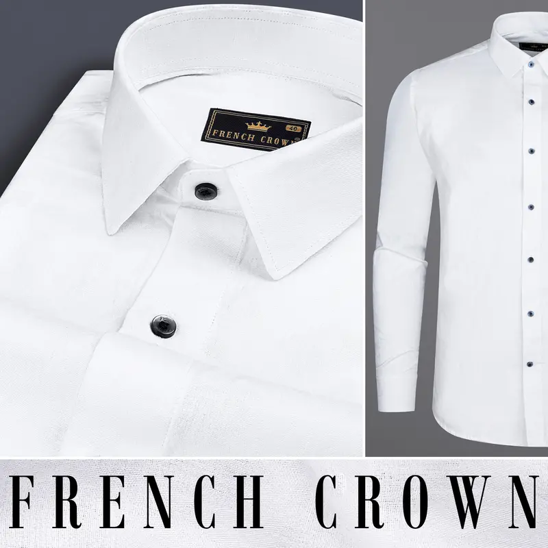 Bright White Jacquard Textured Premium Giza Cotton Shirt 9
