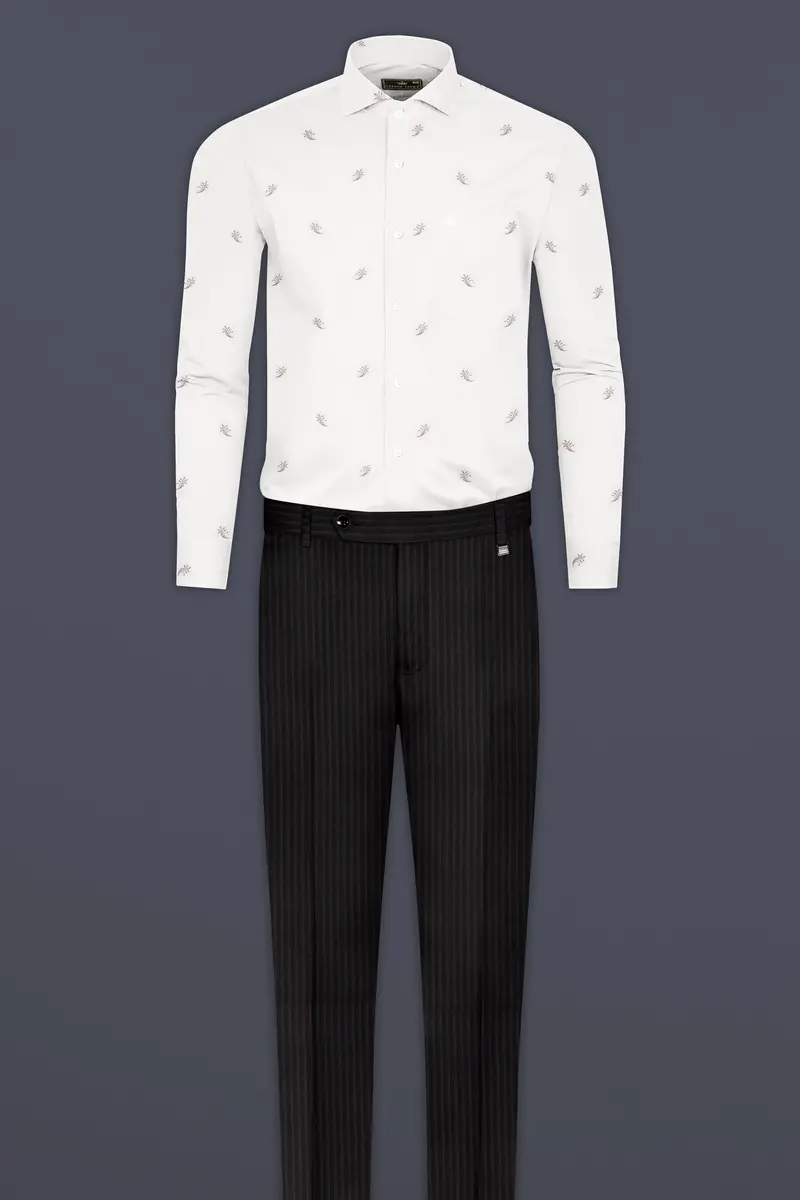 Bright White Jacquard Textured Printed Soft Cotton Shirt 6
