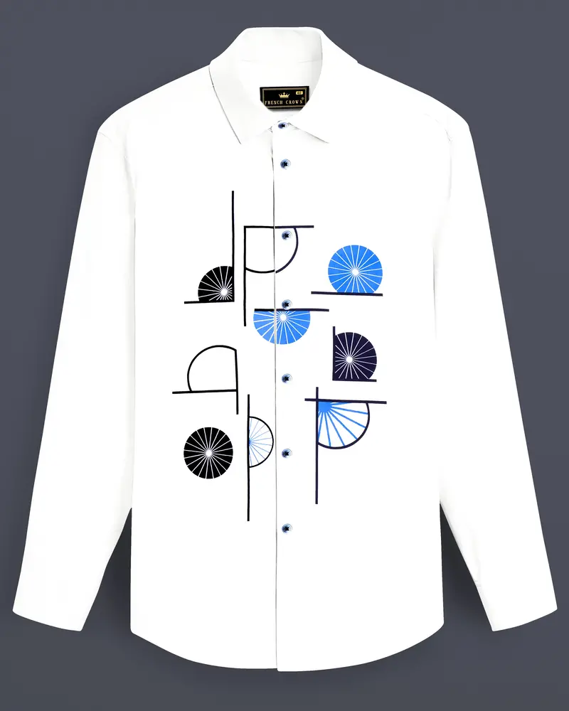 Bright White Japanese Printed Super Soft Premium Cotton Shirt 1