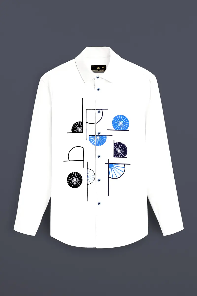 Bright White Japanese Printed Super Soft Premium Cotton Shirt 2