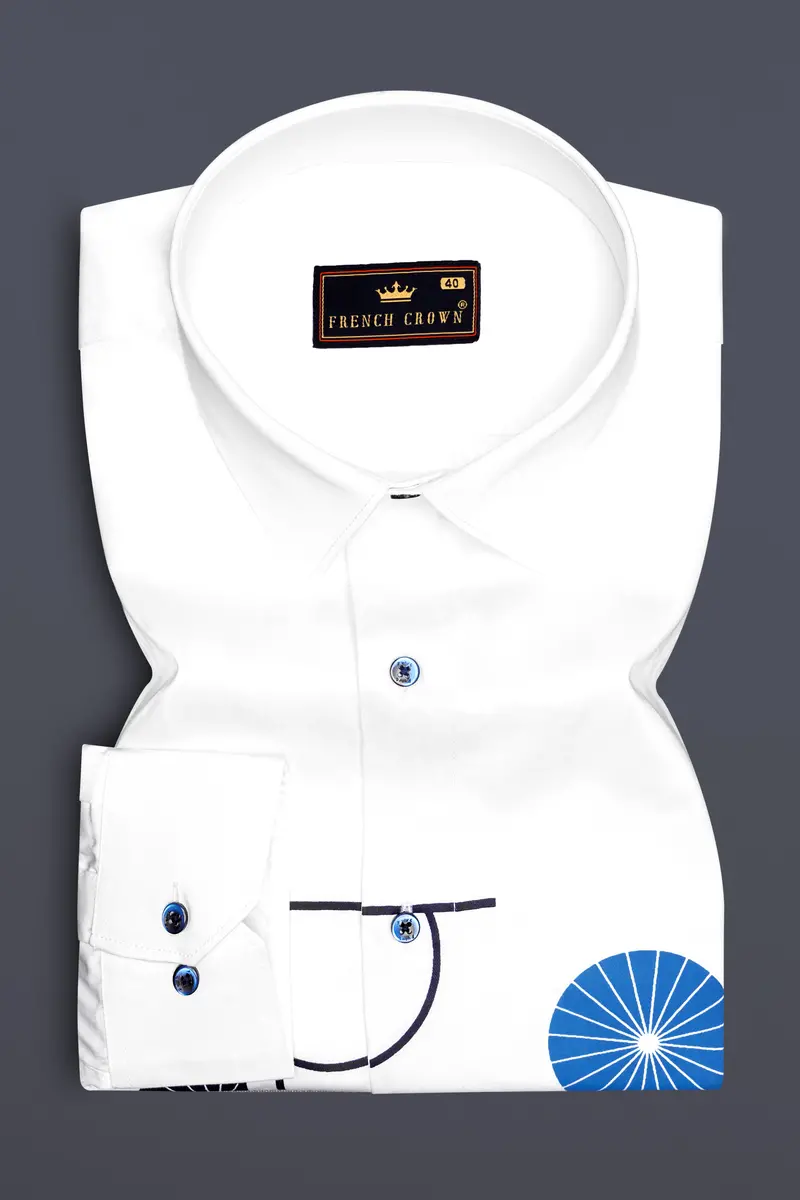 Bright White Japanese Printed Super Soft Premium Cotton Shirt 5