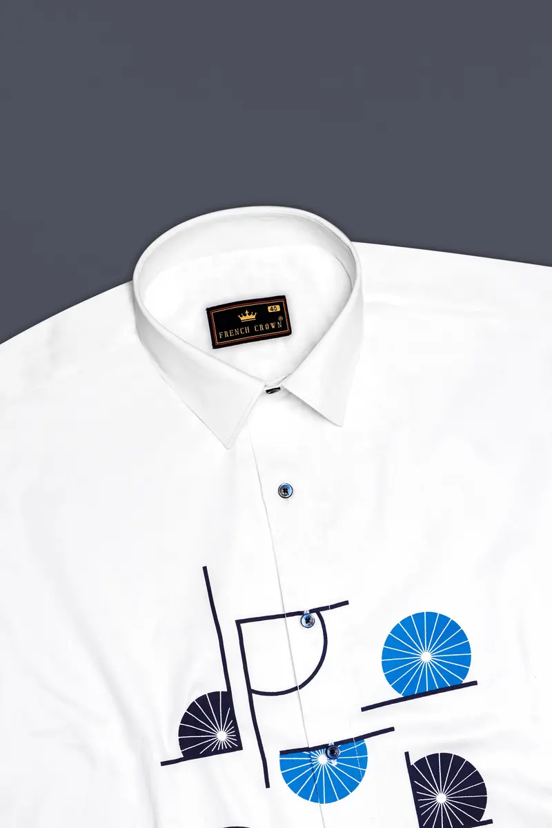 Bright White Japanese Printed Super Soft Premium Cotton Shirt 6