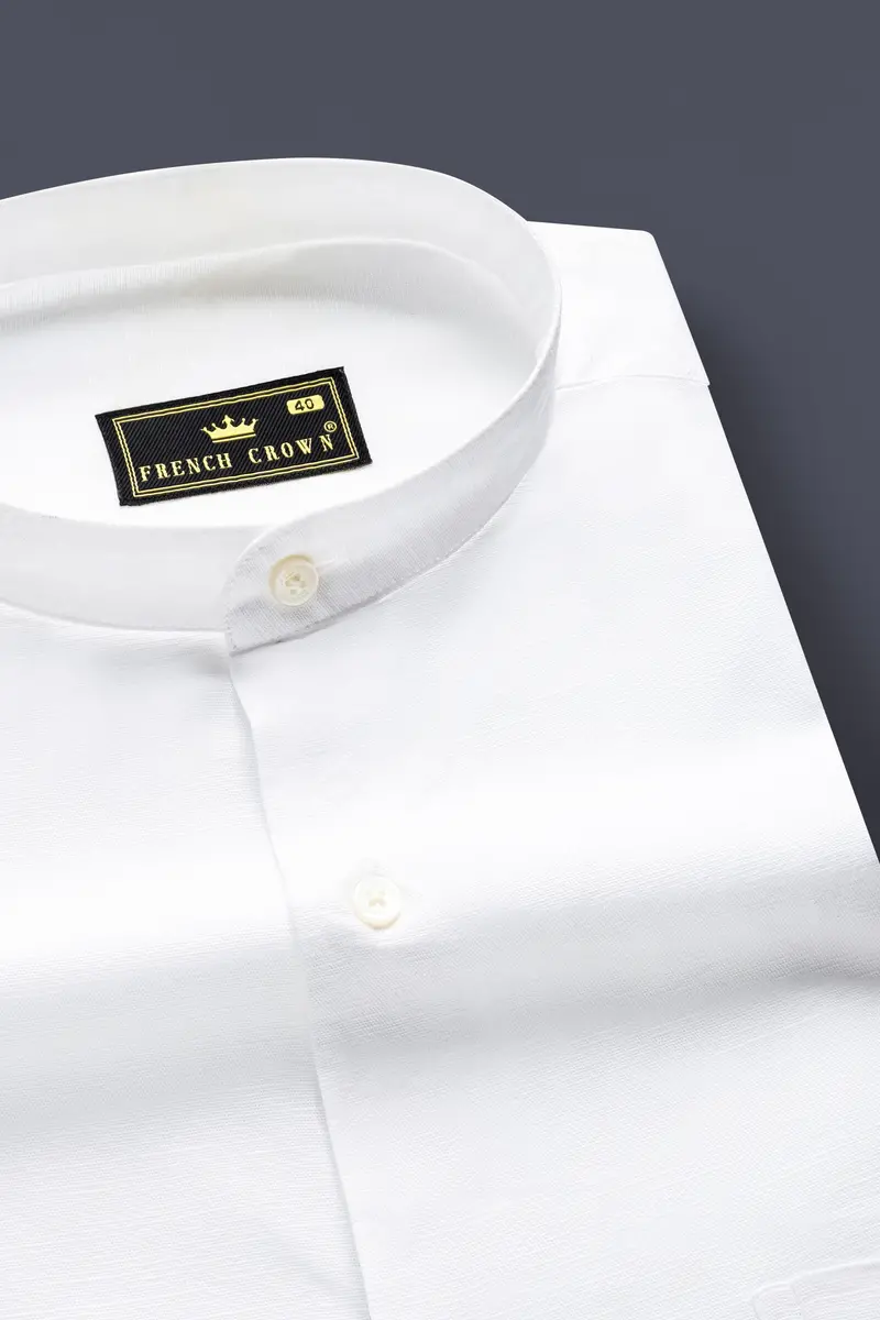 Bright White Luxurious Italian Linen Shirt 1