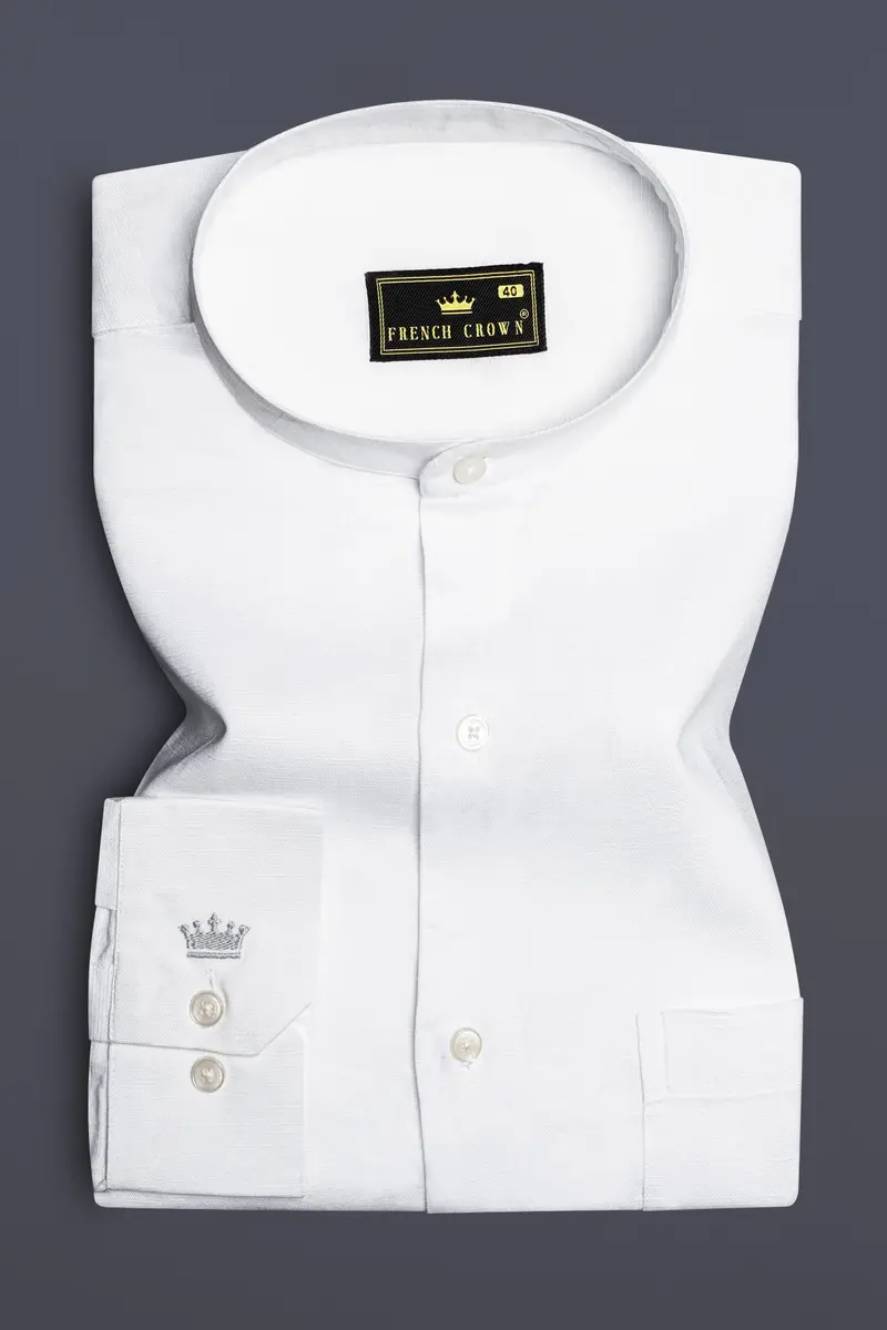 Bright White Luxurious Italian Linen Shirt 3