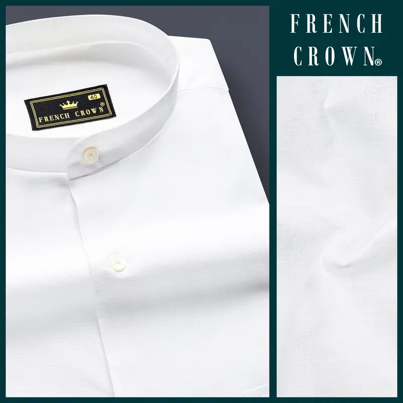 Bright White Luxurious Italian Linen Shirt 7