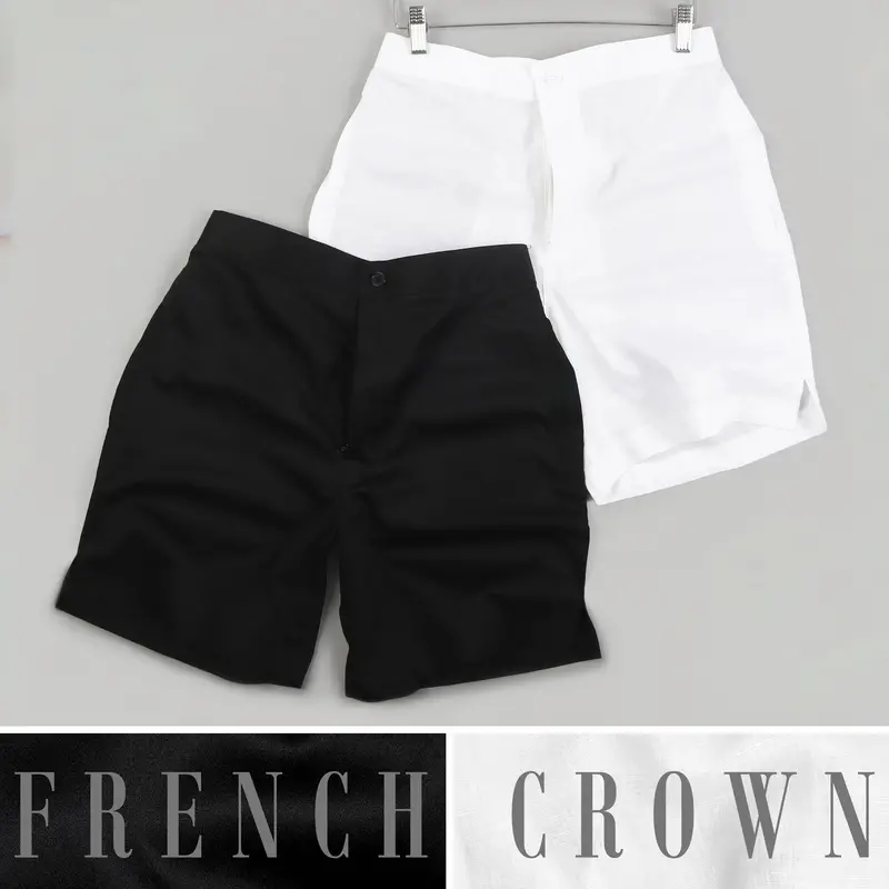 Bright White Luxurious Linen And Jade Black Premium Cotton Shorts 1