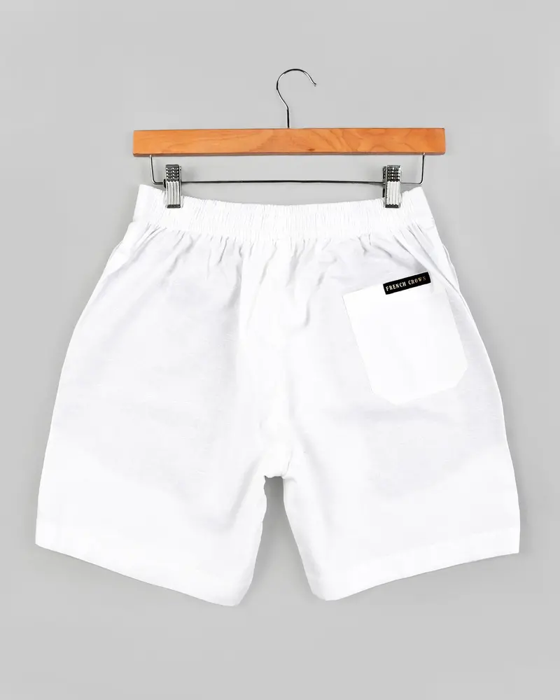 Bright White Luxurious Linen And Jade Black Premium Cotton Shorts 3