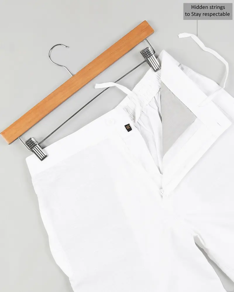 Bright White Luxurious Linen And Jade Black Premium Cotton Shorts 7
